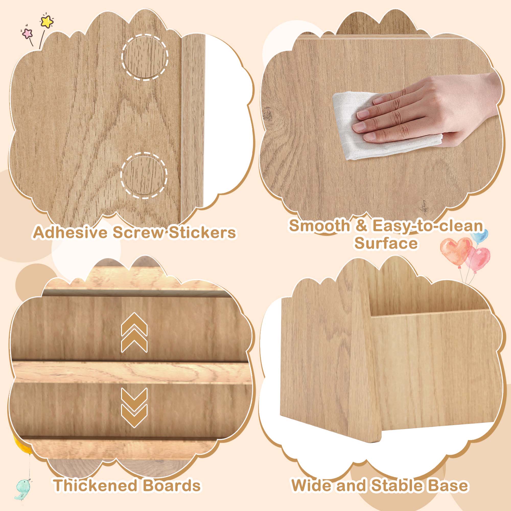 Adhesive Screw Stickers Smooth & Easy-to-clean Surface Thickened Boards Wide and Stable Base