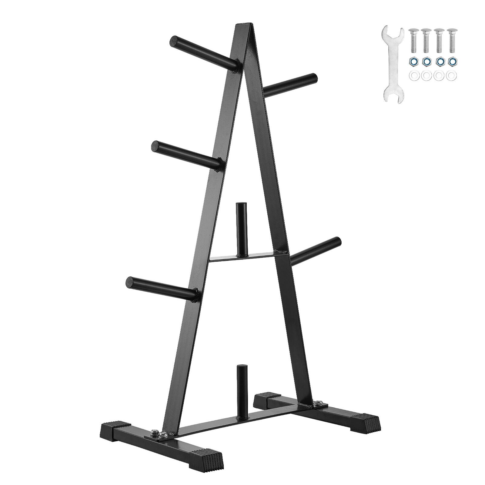 Front. VEVOR - Weight Plate Rack, A Frame Weight Plate Tree for 1-Inch Weight Plates, Standard Weight Plate Tree - Black (Powder Coated Gloss Finish).