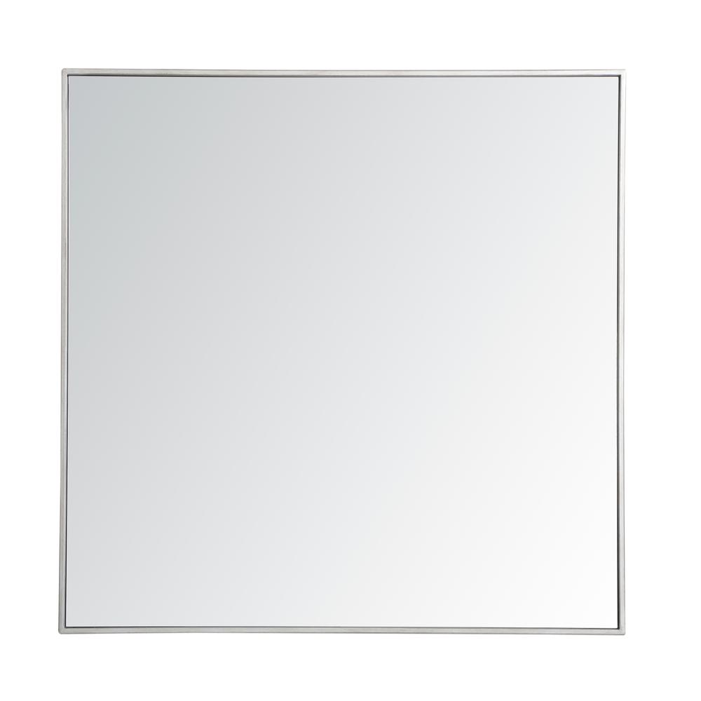 Back. Elegant Decor - Metal frame square mirror 36 inch in silver - Silver.