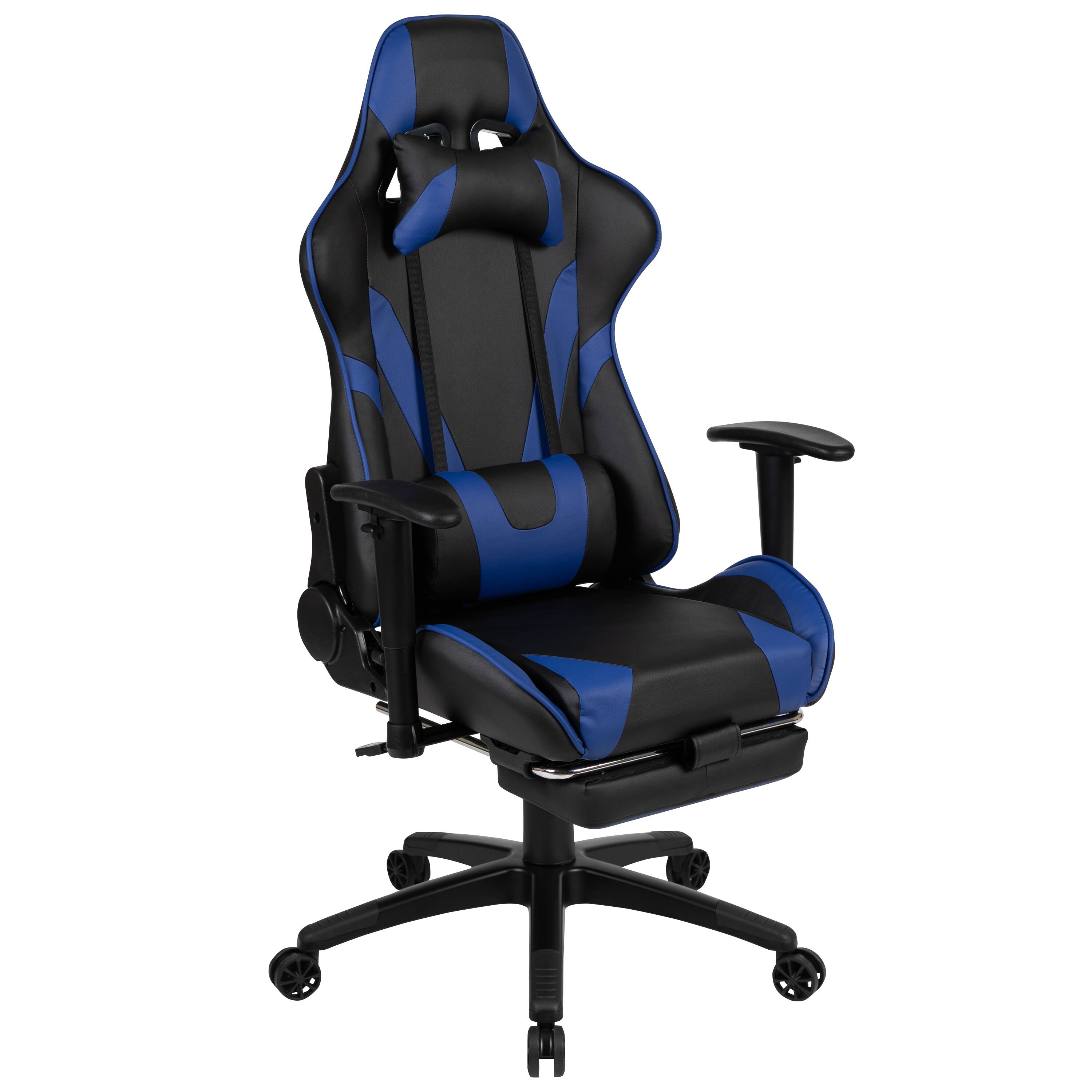 Alt View 9. Emma + Oliver - Gaming Desk & Chair Set - Cup Holder, Headphone Hook, and Monitor Stand - Blue.