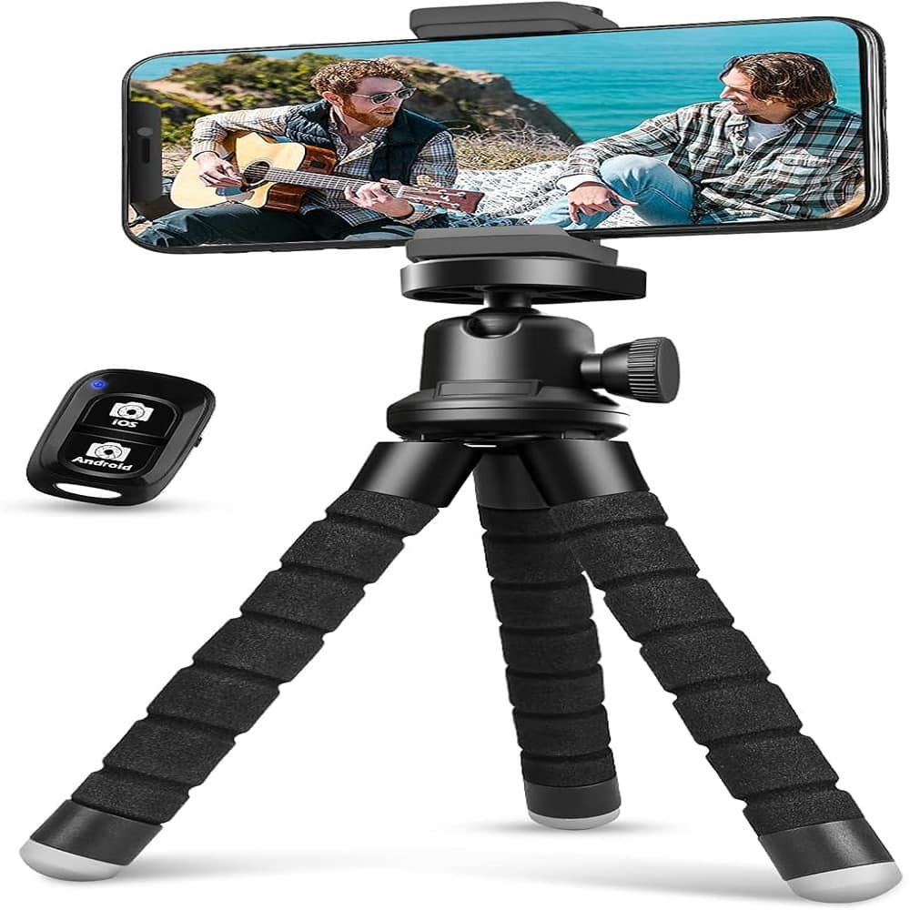 Schertz - Flexible Phone Tripod with Wireless Remote & Clip, Compatible with iPhone & Android for Vlogging/Selfies