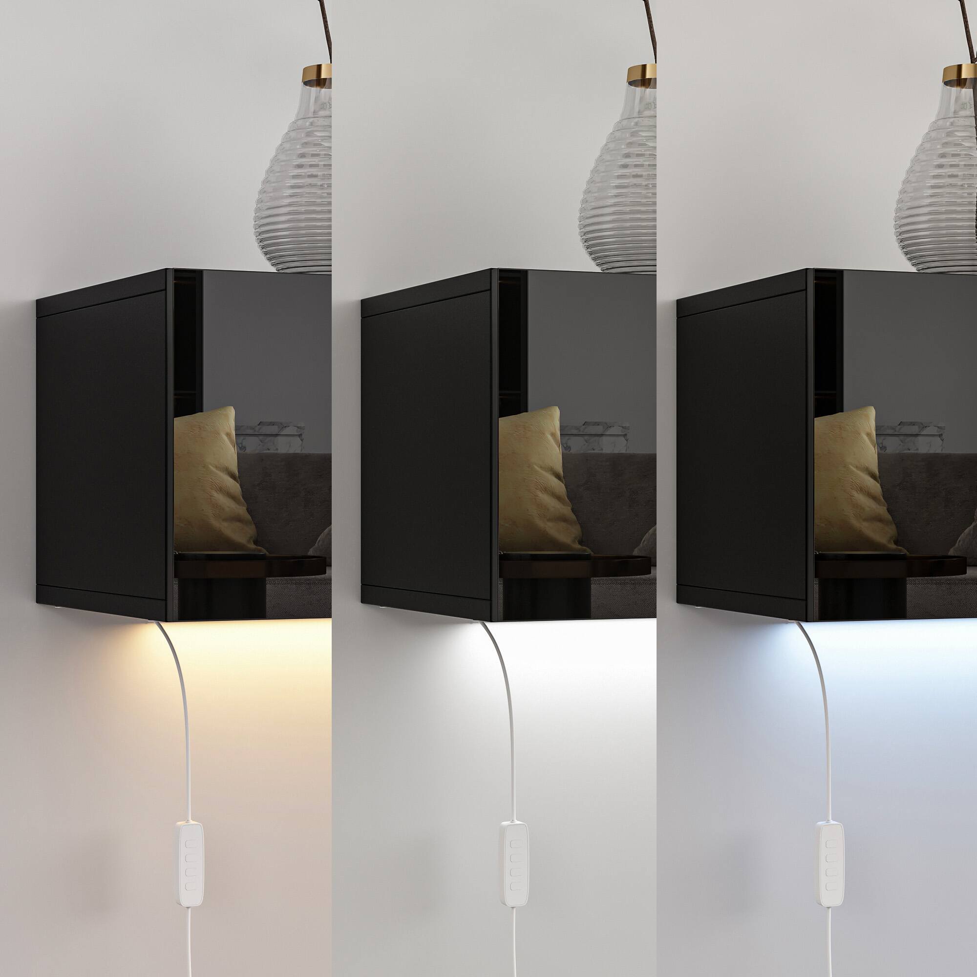 Alt View 4. Famapy - Famapy Floating TV Stand, Wall - Mounted Media Console with LED Lights & Storage Up to 70 Inches - Black.