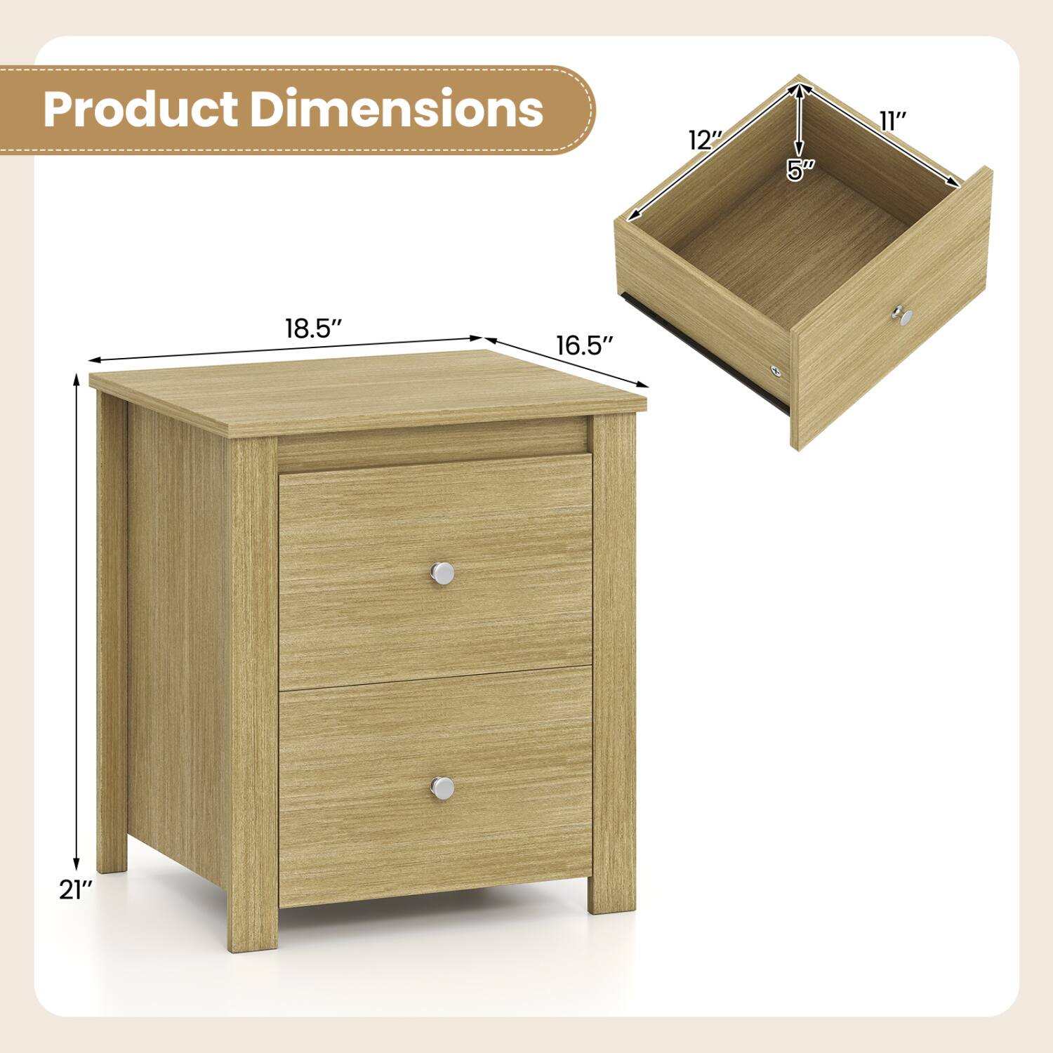 Product Dimensions
12"
5"
11"
18.5"
16.5"
21"