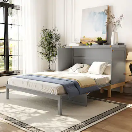 Front. Anysun - Queen-sized wardrobe-style Murphy bed - Gray.