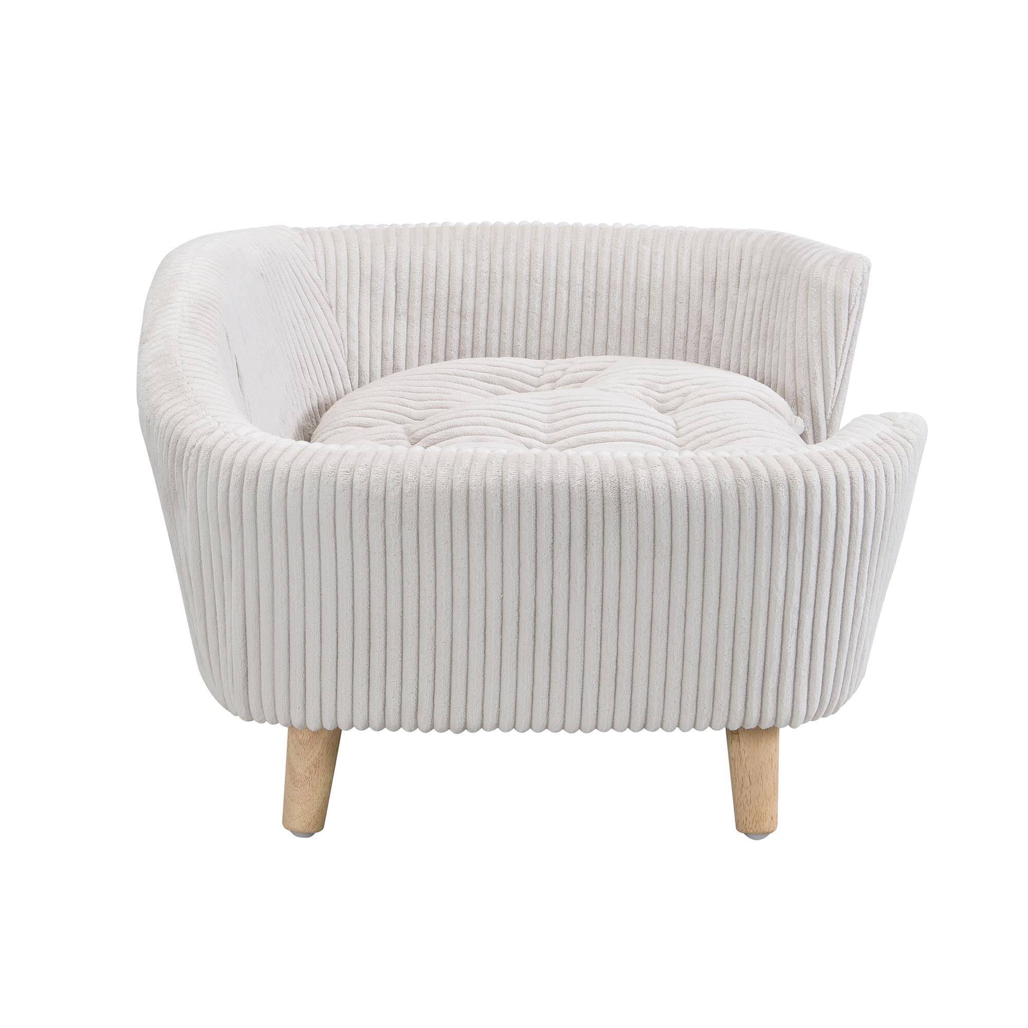 Alt View 4. Pefilos - 30" Dog Couch Furniture, Wide Pet Sofa for Medium Dogs, Pet Couch Lounging Dog Bed with Anti-Slip Bottom - Beige.