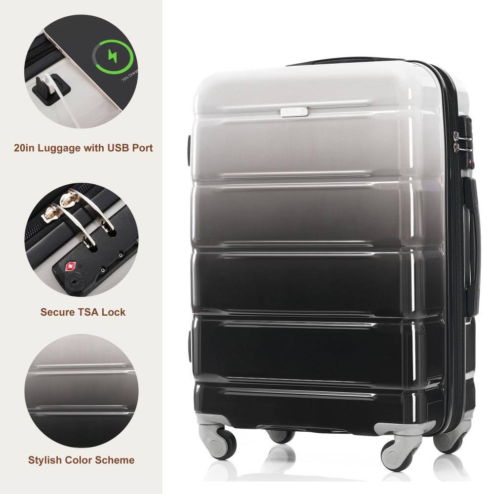 195. 20in Luggage with USB Port  
Secure TSA Lock  
Stylish Color Scheme