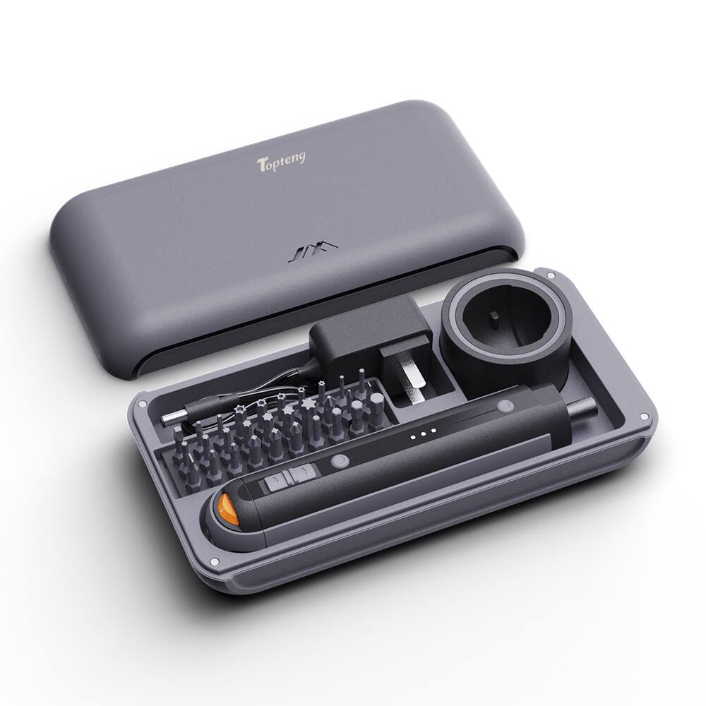 Angle. Topteng - 3.6V 38-in-1 Electric Screwdriver Set - 4N.m Torque, 220RPM, 2000mAh, Magnetic Case, LED Light for Phone/Laptop Repair​.