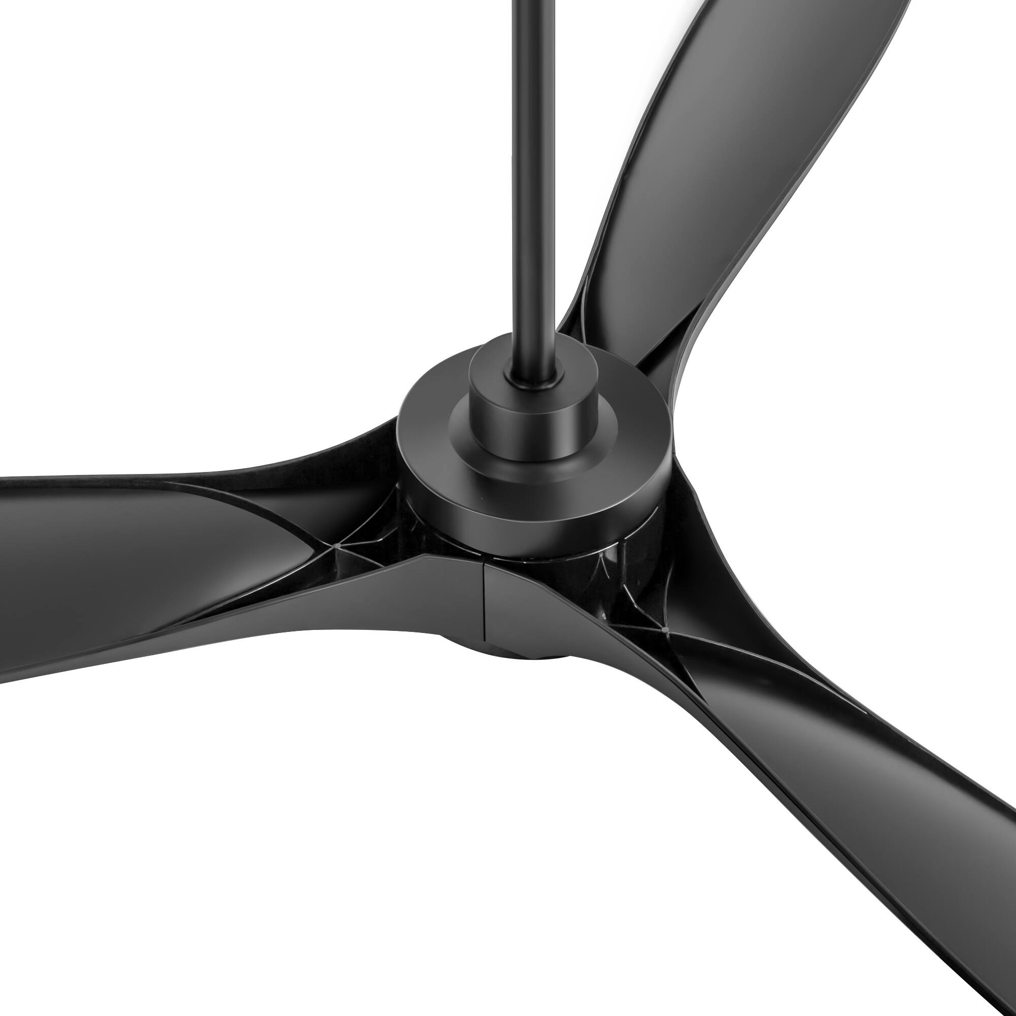 Alt View 8. Breezary - 60-Inch Indoor Ceiling Fan with 3 ABS Blades, DC Motor, 6-Speed Remote Control with Timer, 6"&12" Downrods, Led/No Light - Matte Black (Without Light).