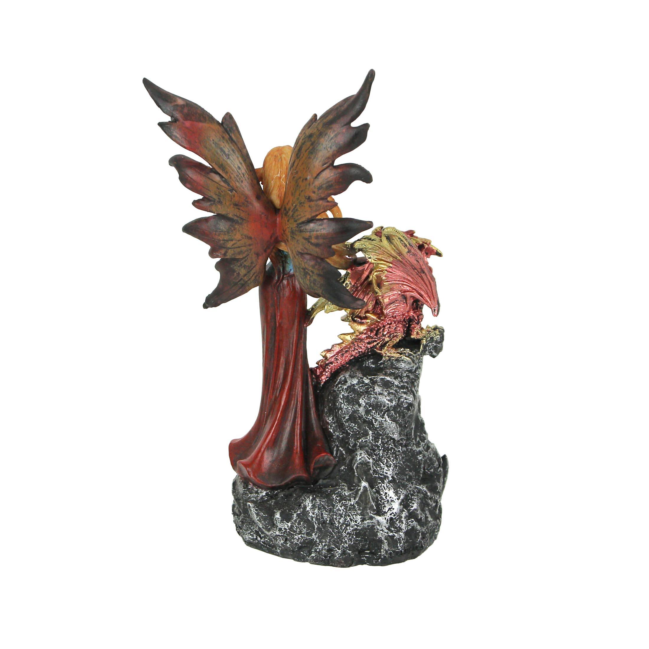 Alt View 2. Everspring Import Co. - Ruby Red Fairy And Dragon LED Lighted Geode Resin Statue 8.5 Inches High - Red.