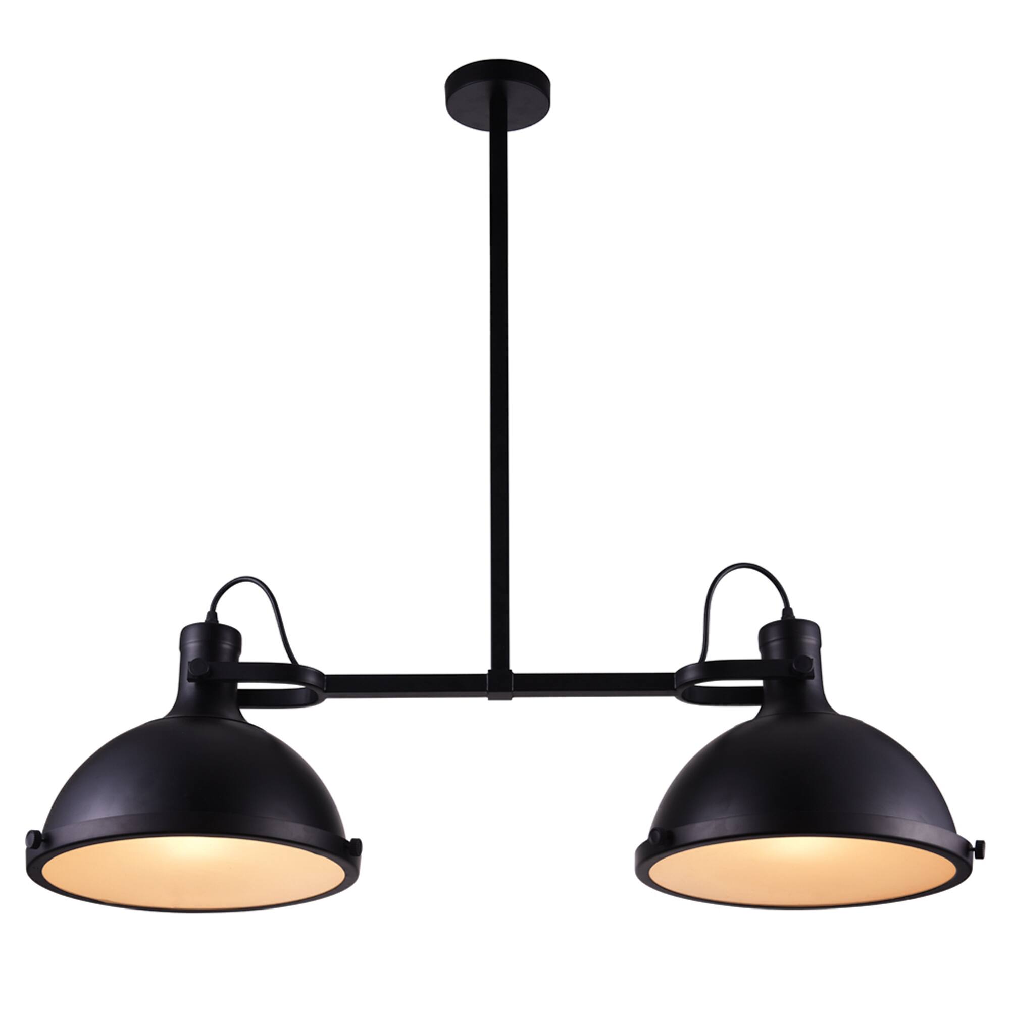 Front. CWI Lighting - Strum 2 Light Island Chandelier With Black Finish - Black.