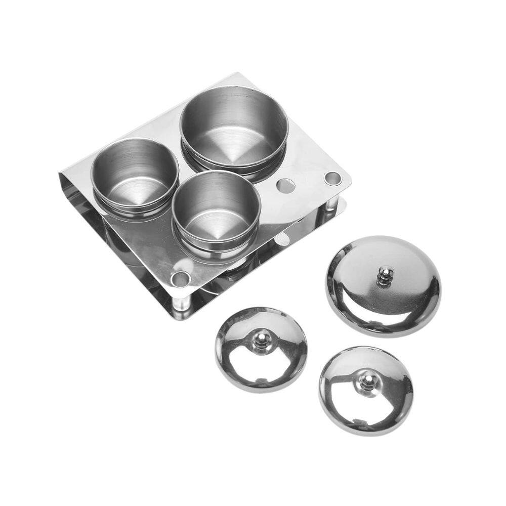 Alt View 3. Beauty Hub Ecommerce - 3-Piece Stainless Steel Nail Tips Cup - Silver.