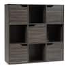 Front. Costway - Costway 9 Cube Bookcase Cabinet Wood Bookcase Storage Shelves Room Divider Organization - Gray.