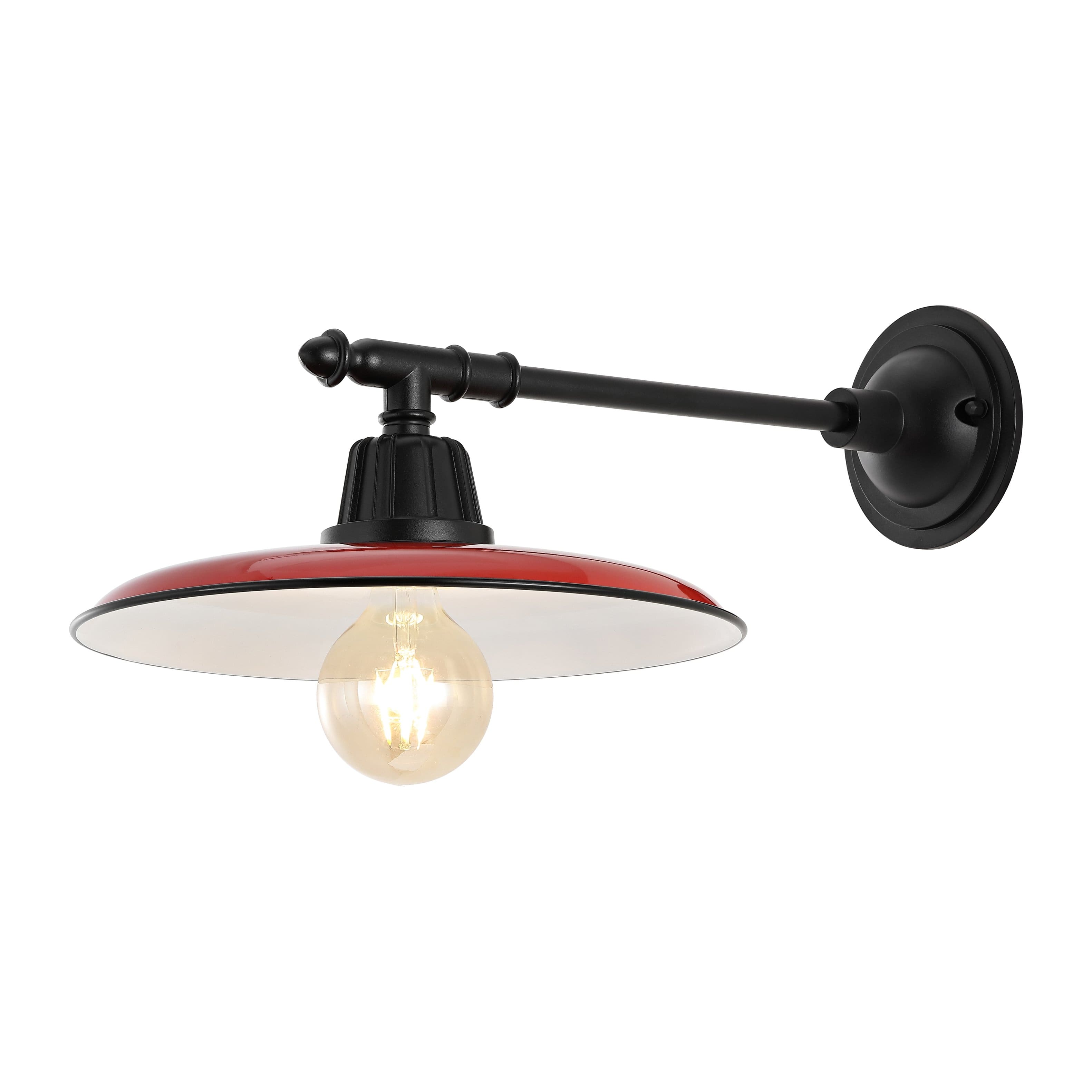 "Jonathan Y - Bonner 12"" 1-Light Farmhouse Industrial Indoor/Outdoor Iron LED Victorian Arm Outdoor Sconce, Red - Red/Black" price history on PriceWatchPro