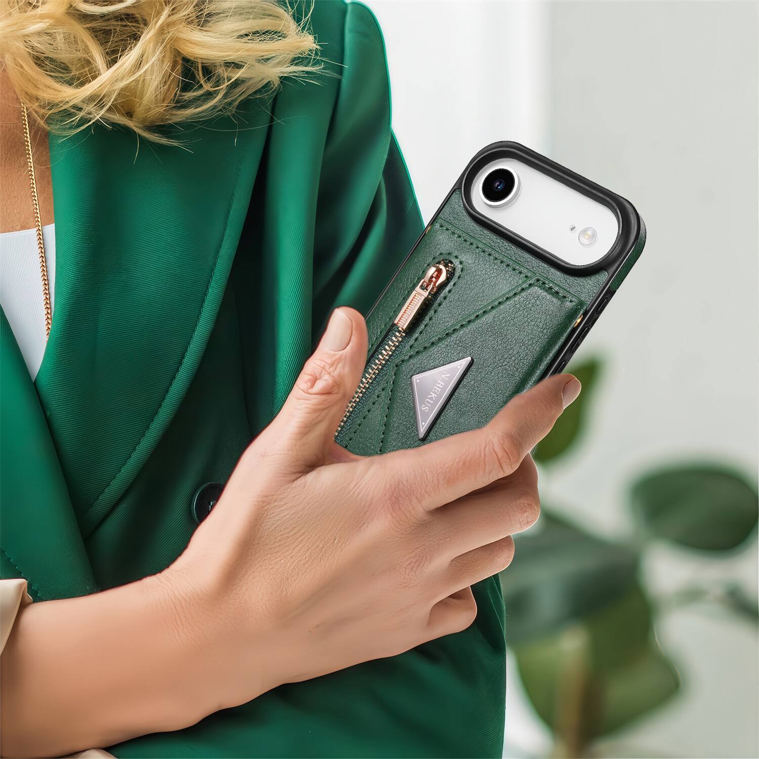 Alt View 1. Dteck - Dteck Crossbody Zipper Wallet Case with Adjustable Lanyard for Apple iPhone Air (2025) Kickstand Cover - Green.