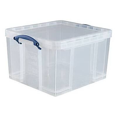 Front. Really Useful Box - Really Useful Box® 42 Liter Snap Lid Storage Bin, Clear (42L CL) - Clear.