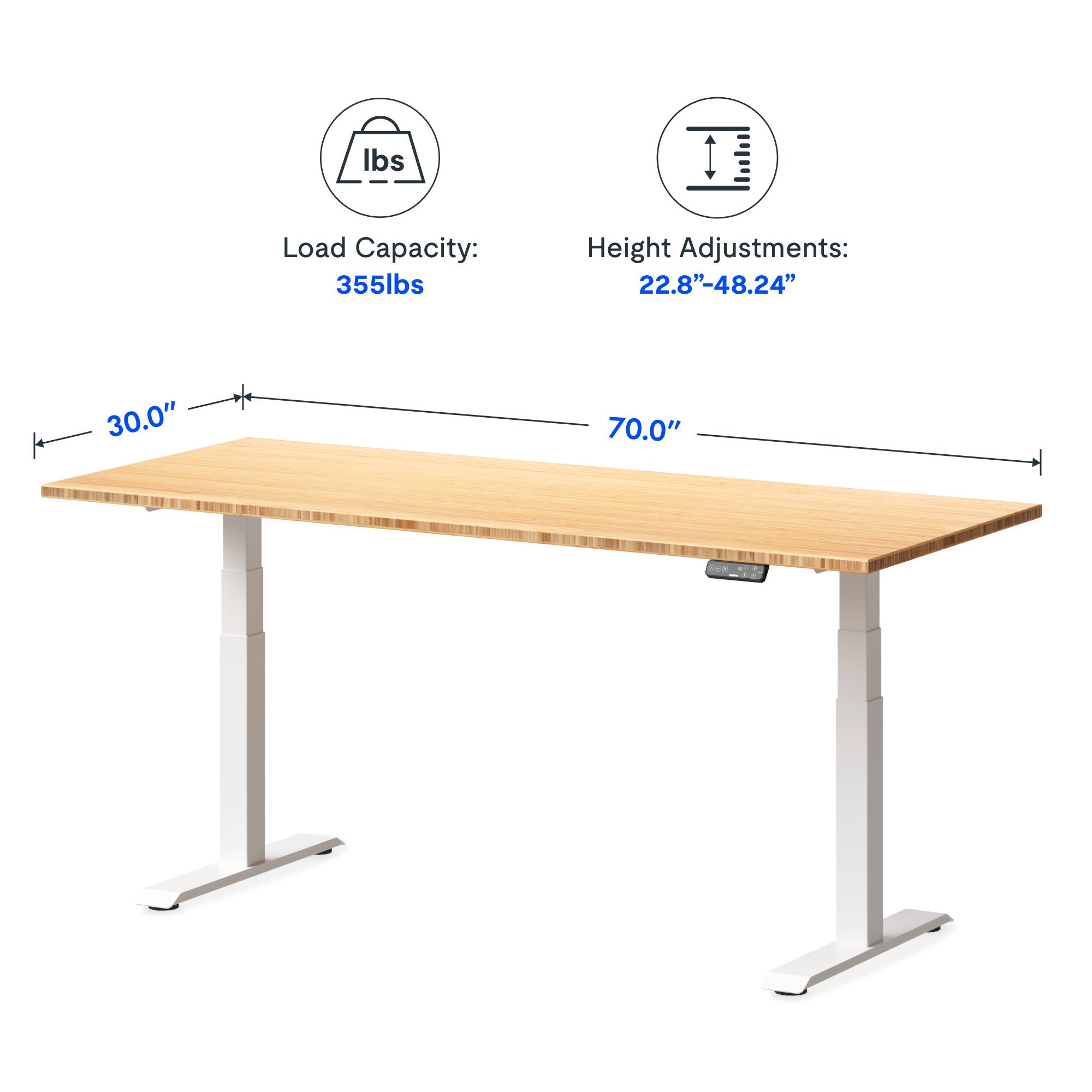 Load Capacity: 355lbs  
Height Adjustments: 22.8"-48.24"  
Table Dimensions: 30.0" x 70.0"