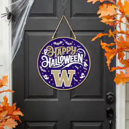 Evergreen Enterprises - Washington Huskies 18" Happy Halloween Wooden Round Door Sign - Multicolor