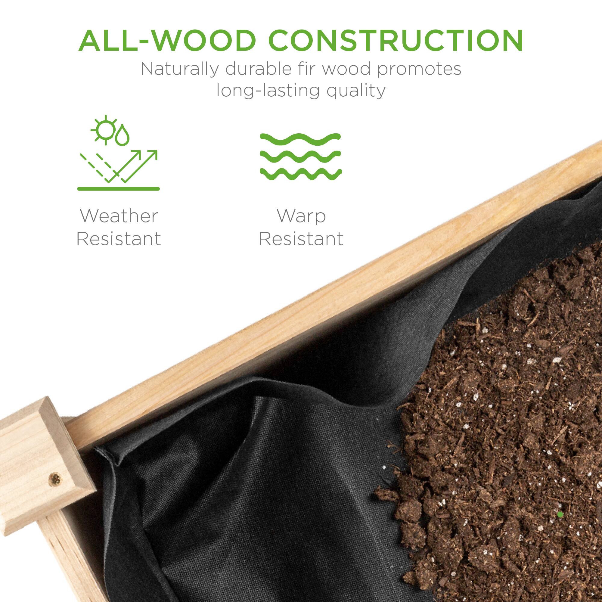 ALL-WOOD CONSTRUCTION  
Naturally durable fir wood promotes long-lasting quality  

Weather Resistant  
Warp Resistant