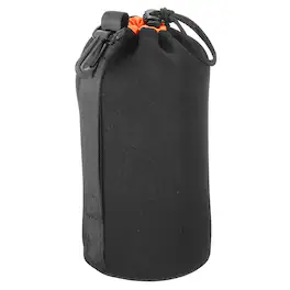 Unique Bargains - Camera Lens Bag, 1pc 3.7"x9.8" Drawstring Pouch with Thick Neoprene for DSLR Lens, Water Coffee Cups - Black Orange
