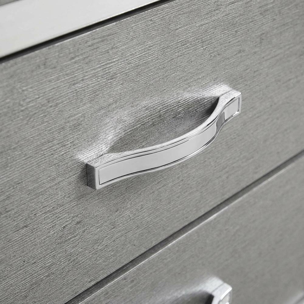 Back. FurniFact - Gray Bedroom Nightstand with Full Extension Drawer Glides and Modern Design - Gray.
