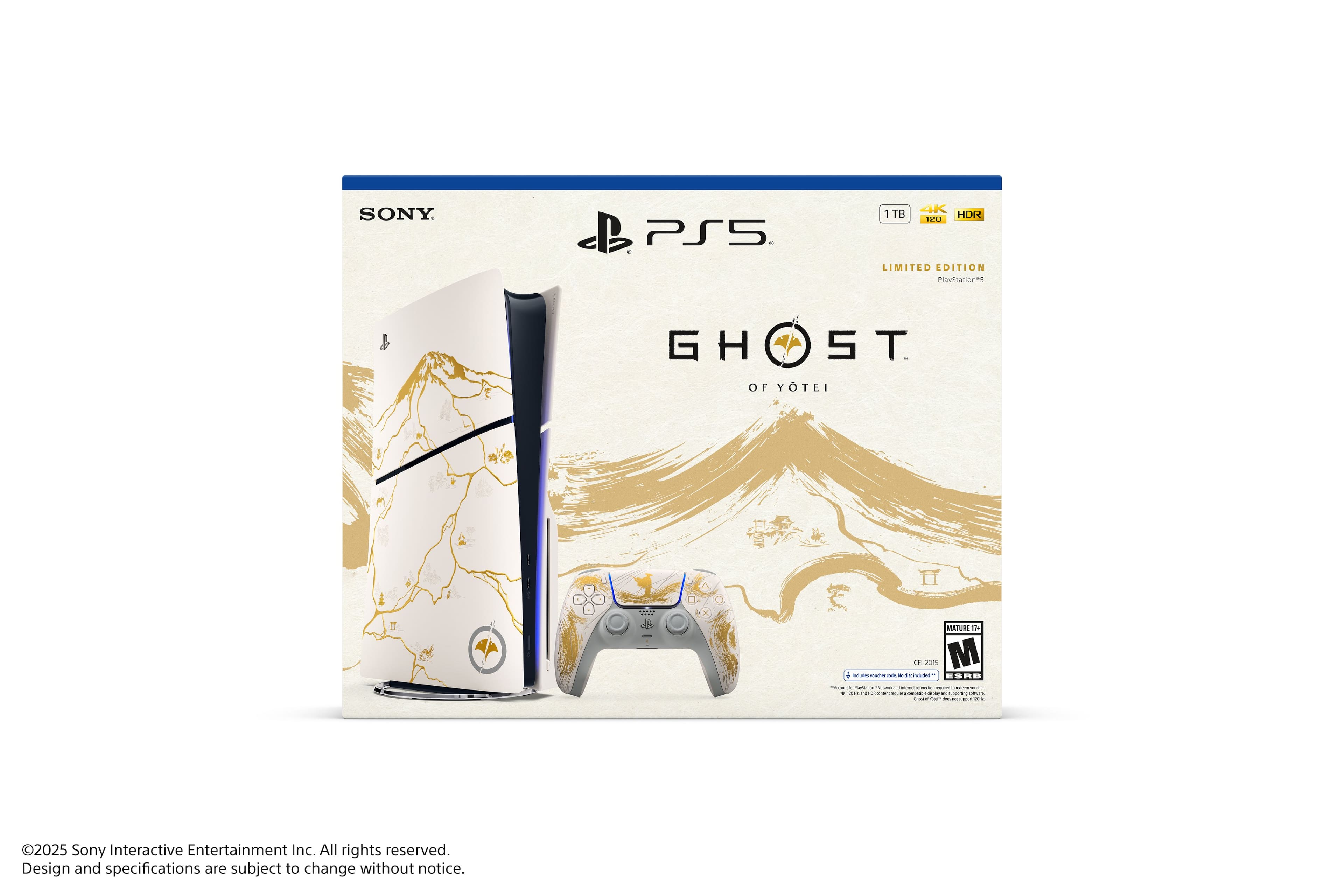 SONY PS5 4K 1TB HDR LIMITED EDITION PlayStation GHOST OF YOTEI
MATURE 14
©2025 Sony Interactive Entertainment Inc. All rights reserved. Design and specifications are subject to change without notice.