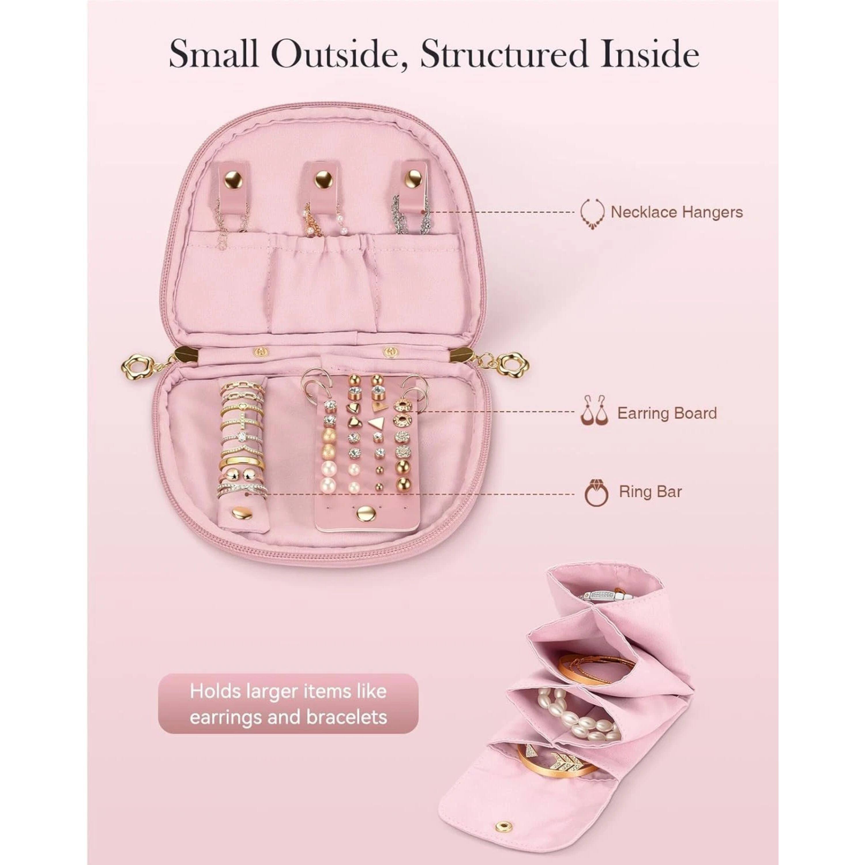 Small Outside, Structured Inside Necklace Hangers AS 1 Earring Board D C 7 Ring Bar Holds larger items like earrings and bracelets