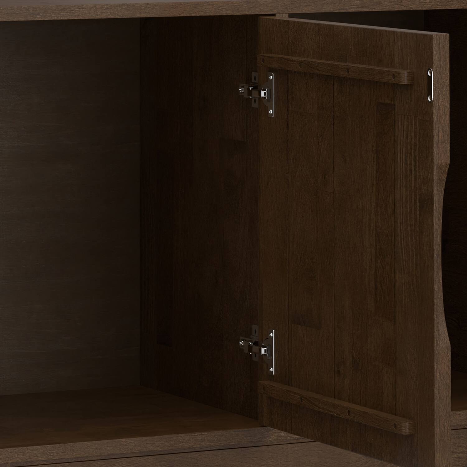 Alt View 8. Simpli Home - Simpli Home Harper 60 inch Wide Solid Wood 3 Door Sideboard Buffet in Walnut Brown - Walnut Brown.