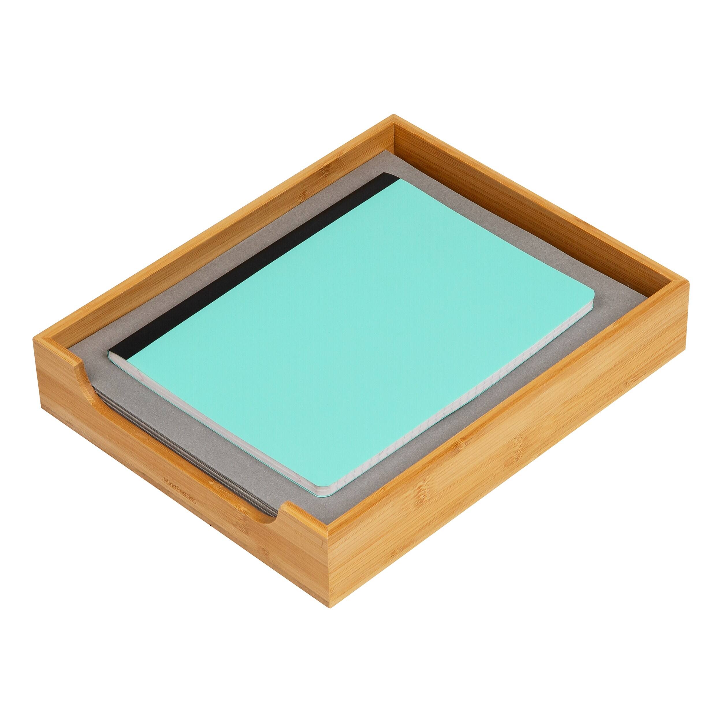 Alt View 3. Mind Reader - Paper Tray, Desktop Organizer, File Storage, Modern, Office, Bamboo - Brown.