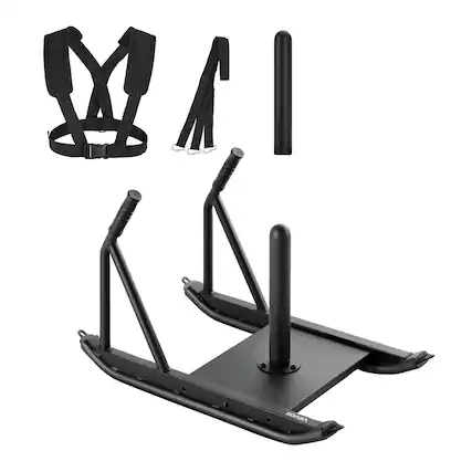 Front. VEVOR - Weight Sled, Steel Power Sled, Fitness Strength Training Sleds for Athletic Exercise Speed Improvement - Black.
