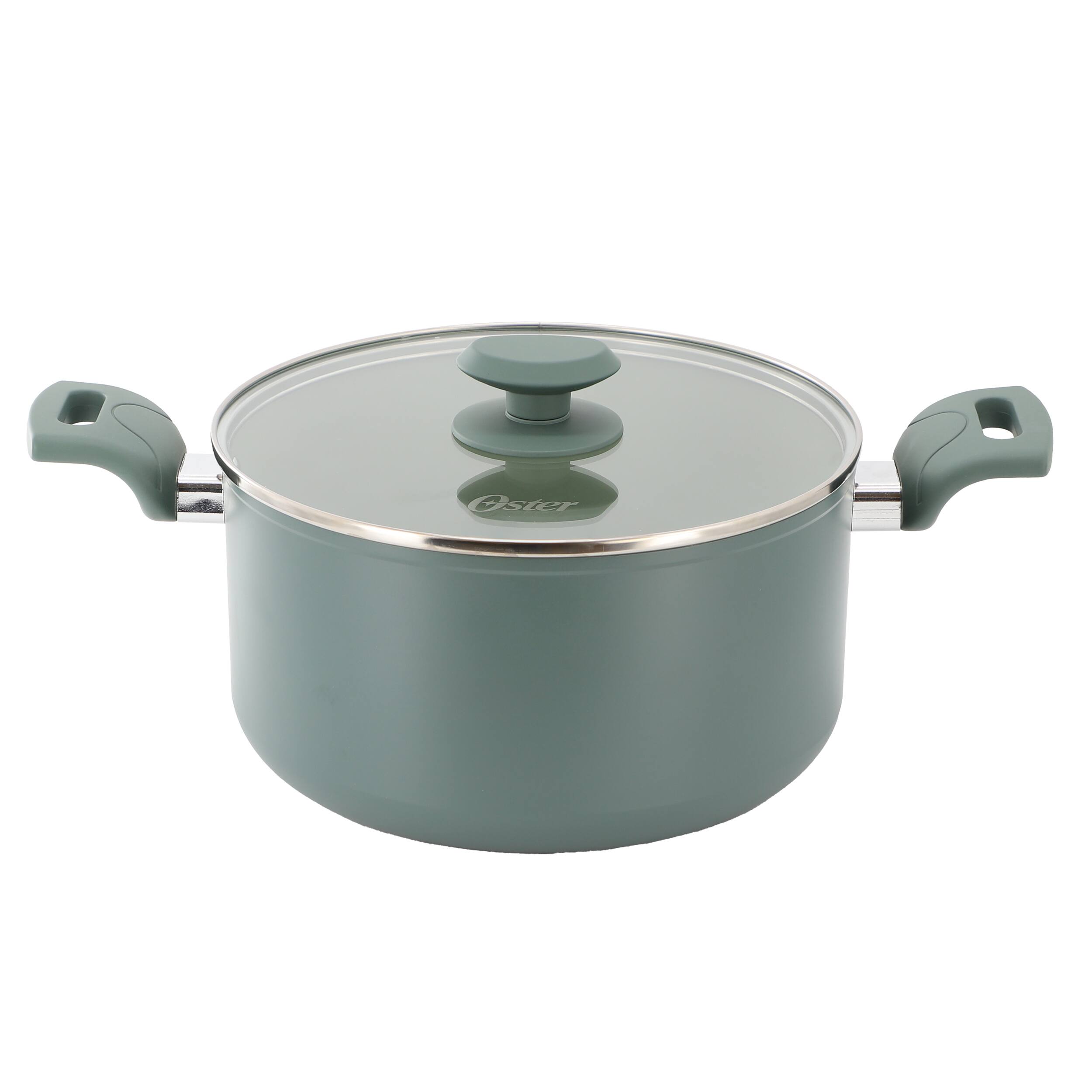 Front. Oster - Oster Sutterville Choice 6 Quart Ceramic Nonstick Aluminum Dutch Oven with Lid in Evergreen - Green.