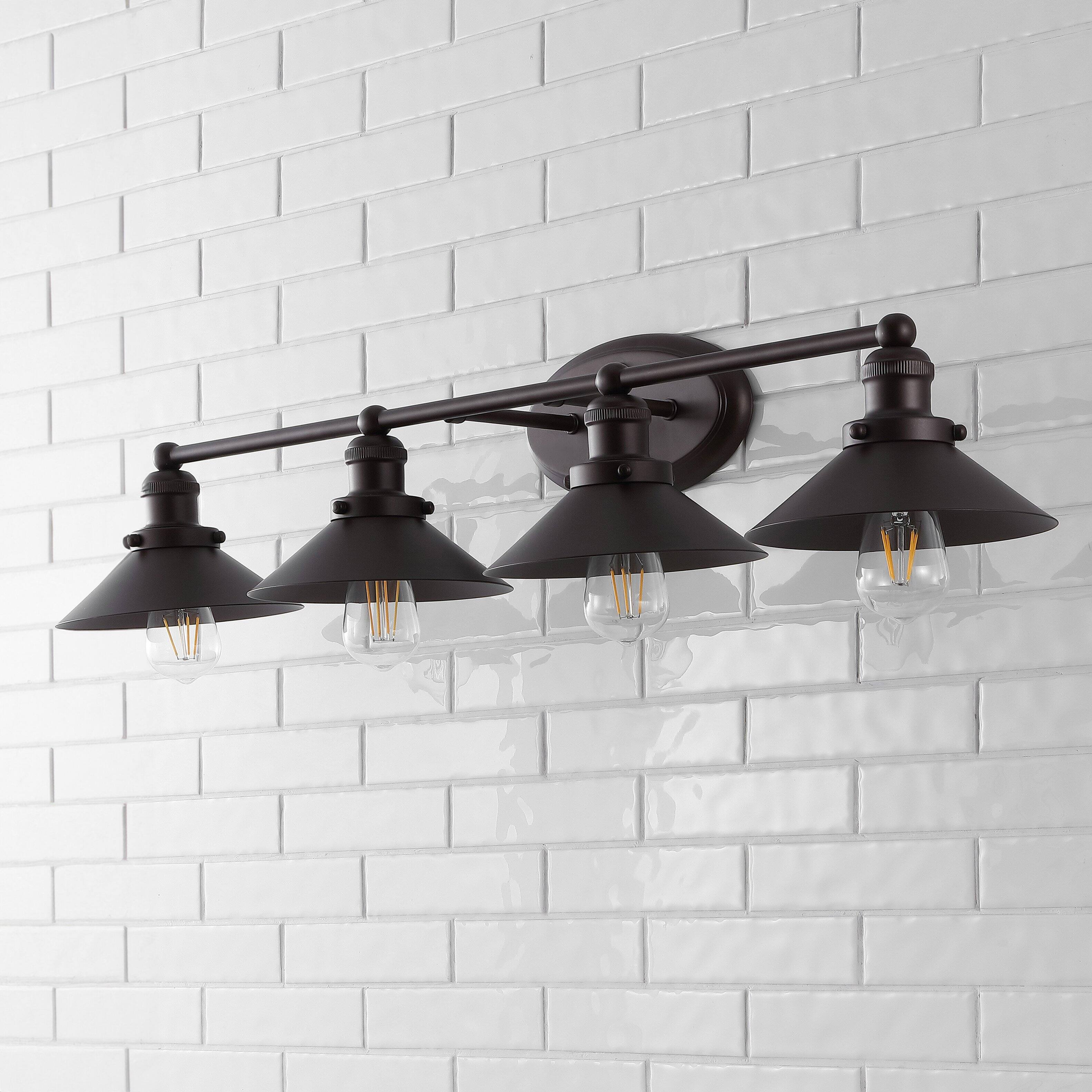 Alt View 5. Jonathan Y - July 36.25" 4-Light Industrial Farmhouse Metal Vanity Light, Oil Rubbed Bronze - Oil Rubbed Bronze.