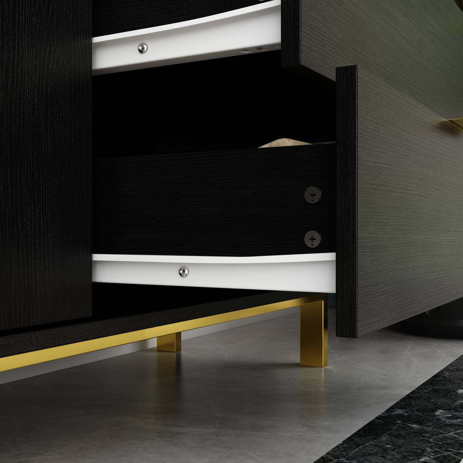 Alt View 9. FUFU & GAGA - FUFU&GAGA Modern Sideboard Buffet: Multi - Storage Dining Room Console with Gold Accents - Black.