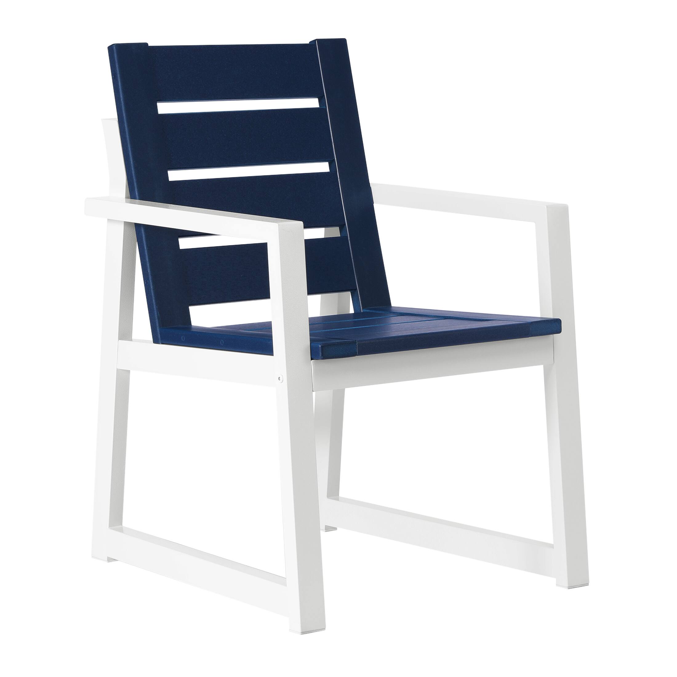 Alt View 1. WestinTrends - WestinTrends Cape May 7-Piece HDPE Outdoor Furniture Patio Dining Table With Umbrella Hole and Chairs Set For 6 - Navy Blue.