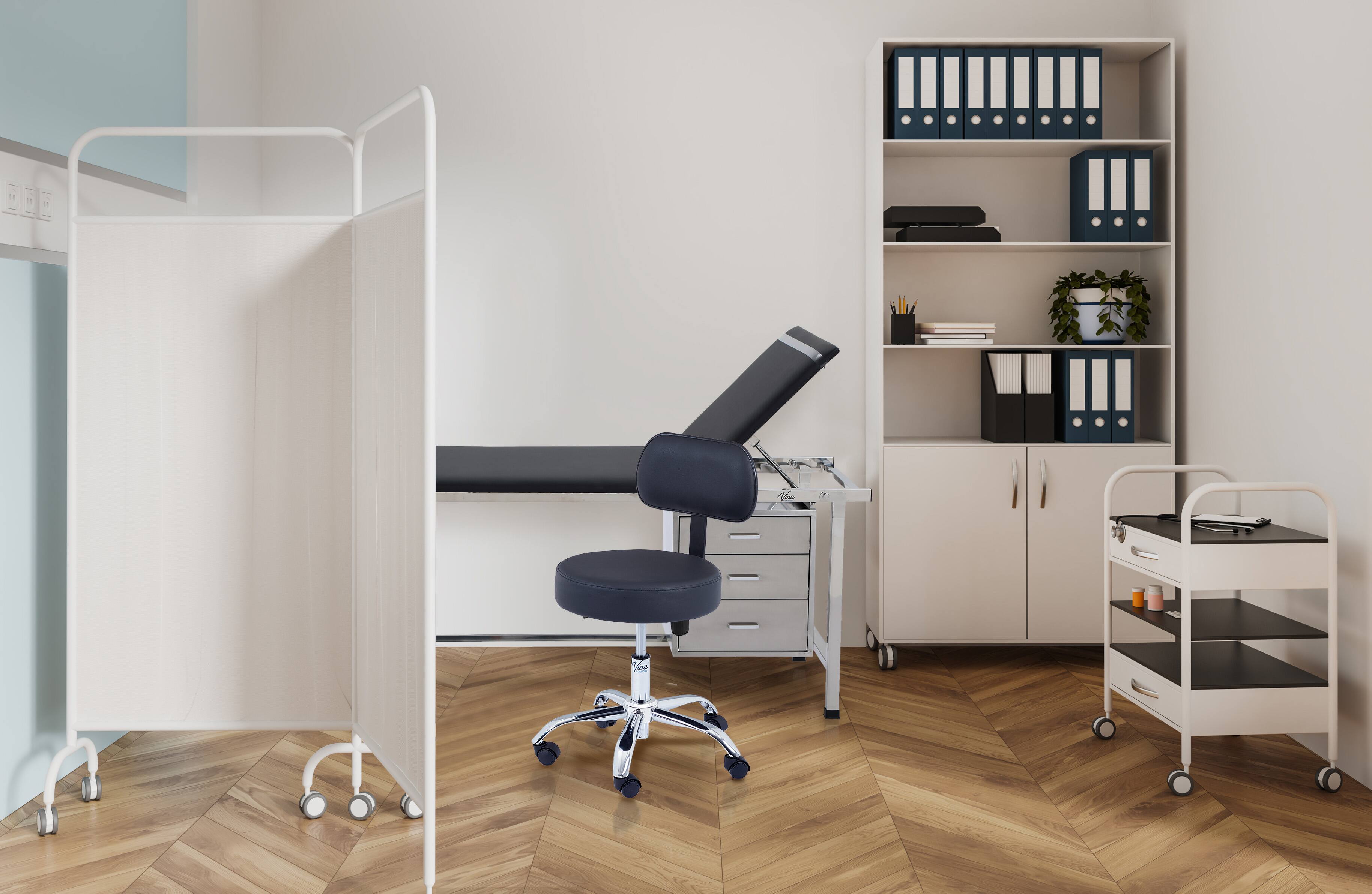 Alt View 5. Viva Comfort - Office Stool with Contoured Backrest and Antimicrobial Upholstery, 250lb Capacity, Pneumatic Height - Black.