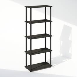 Furinno - Turn-N-Tube 5-Tier Multipurpose Compact Display Rack, Shelving Unit, Bookcase - Espresso/Black