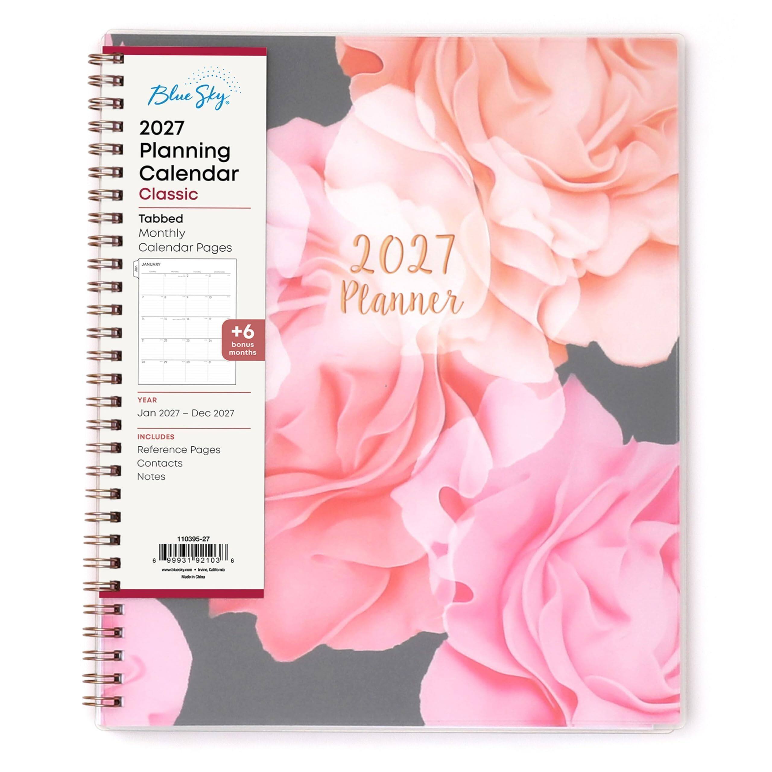 Blue Sky, 2027 Planning Calendar Classic  
Tabbed Monthly Calendar Pages  
2027 Planner  
YEAR Jan 2027 - Dec 2027  
INCLUDES Reference Pages Contacts Notes  
110395-27  
6 99931 92103 www.bluesky.com  
California