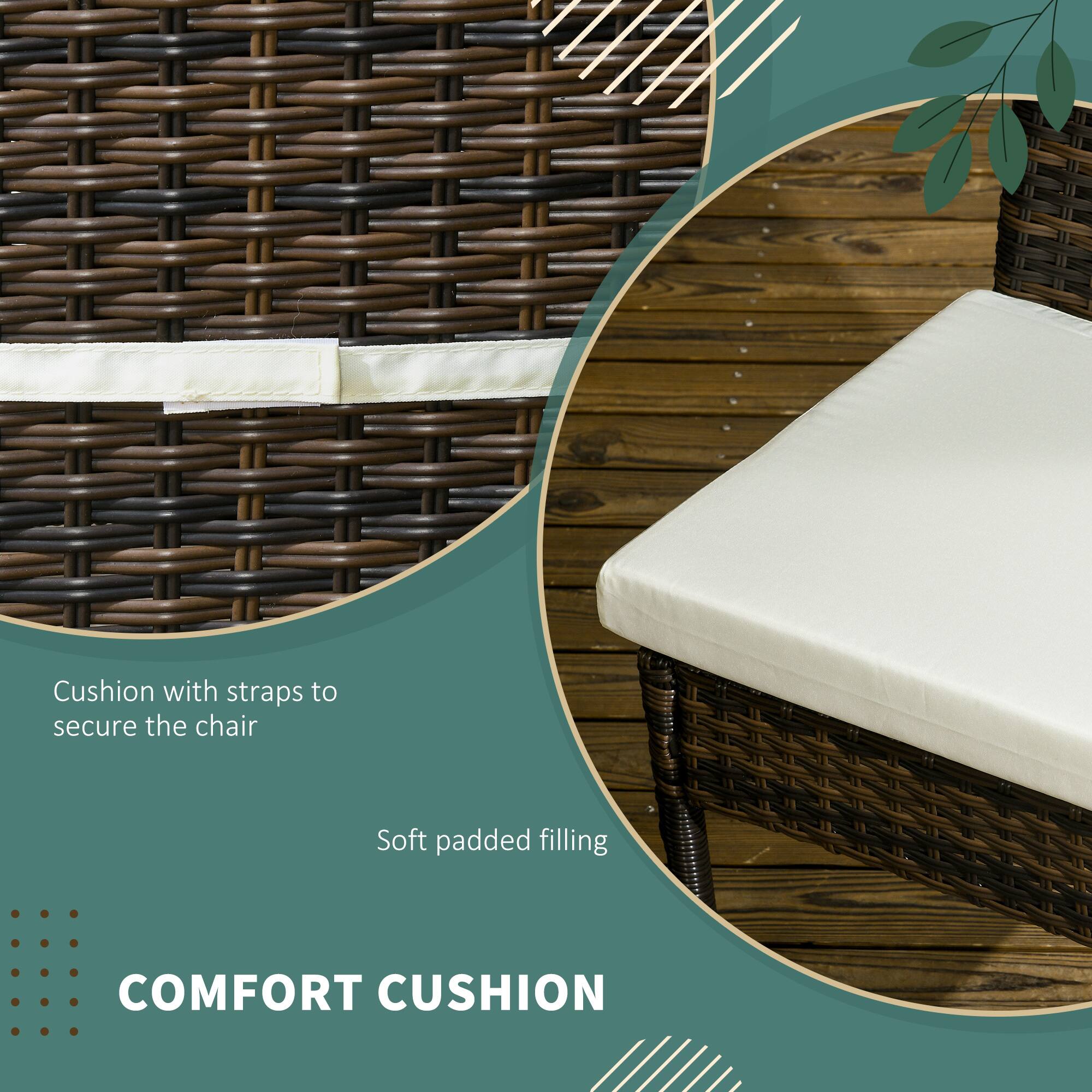 COMFORT CUSHION
Cushion with straps to secure the chair
Soft padded filling
