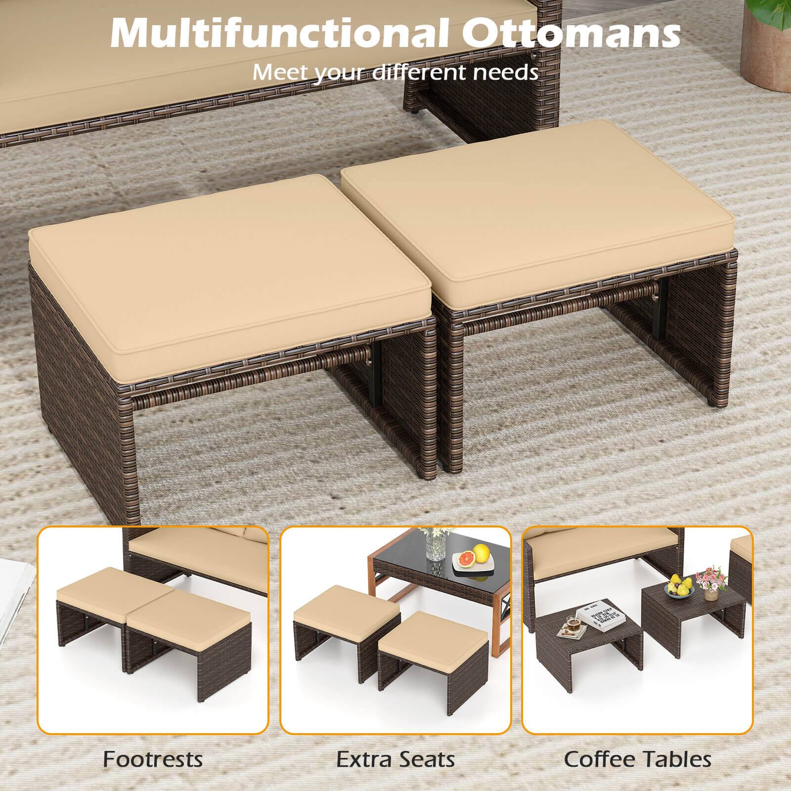 Multifunctional Ottomans  
Meet your different needs  

- Footrests  
- Extra Seats  
- Coffee Tables