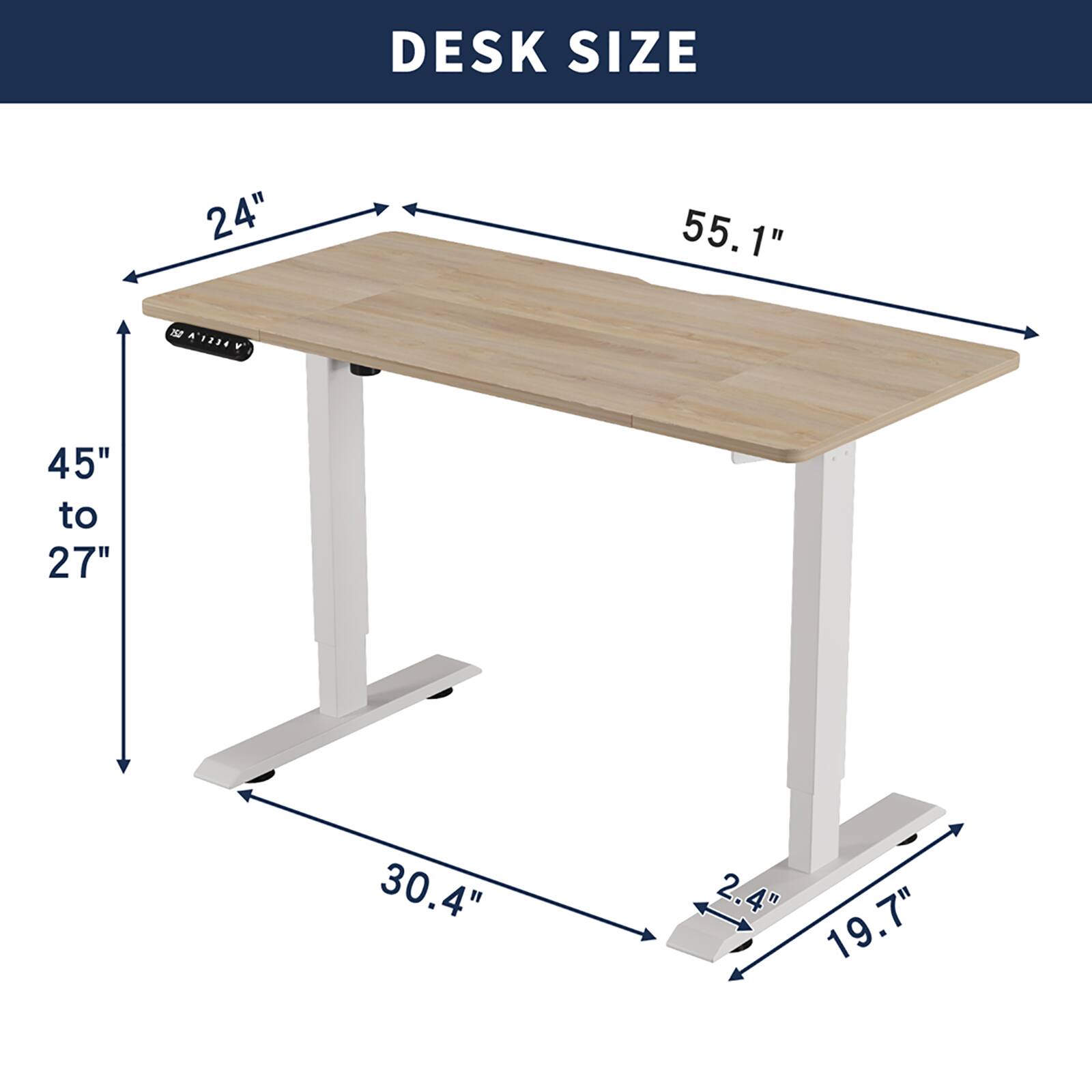 DESK SIZE

24" 55.1" 45" to 27" 30.4" 2.4" 19.7"
