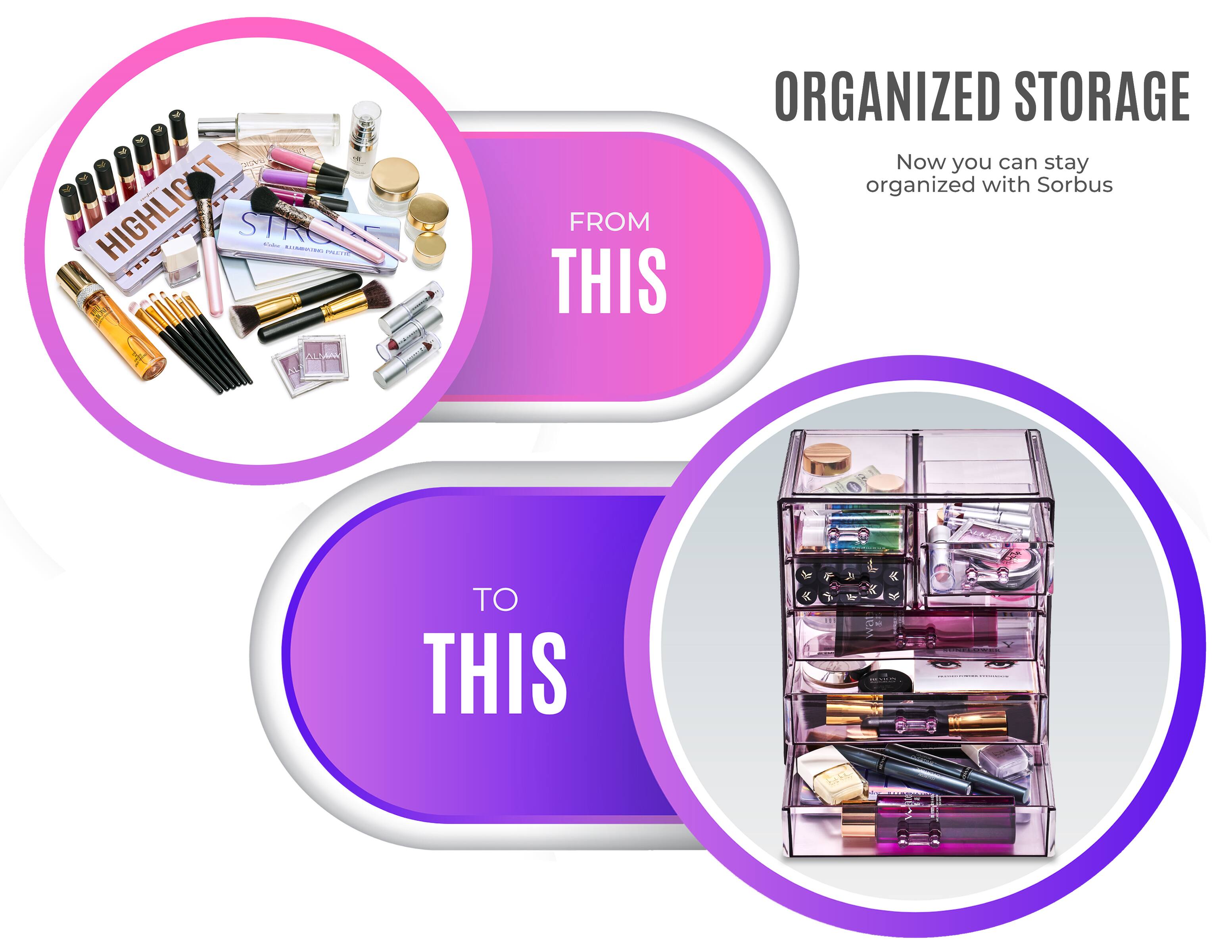 ORGANIZED STORAGE  
Now you can stay organized with Sorbus  

FROM THIS  

TO THIS