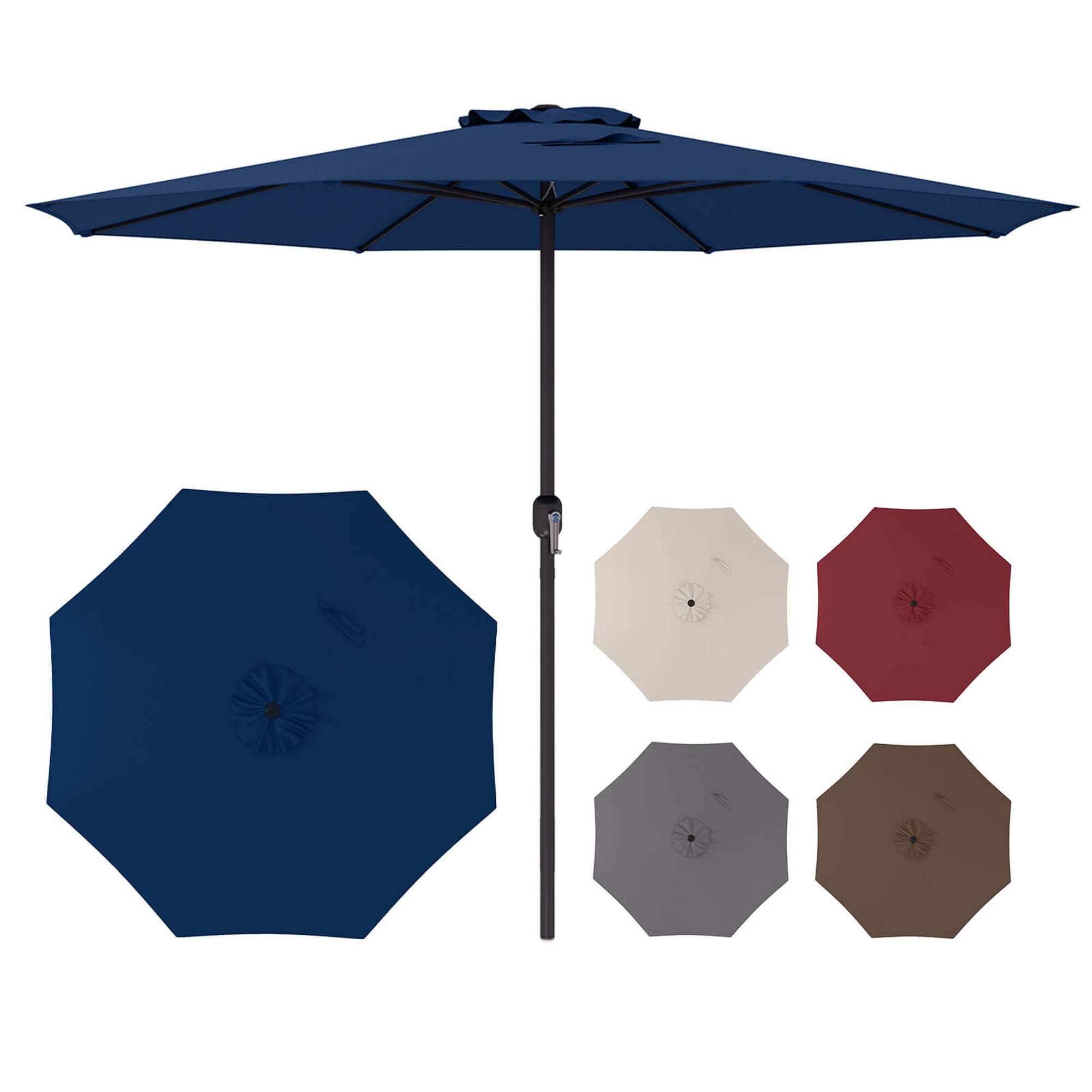 Alt View 1. Costway - 12 FT Patio Umbrella Outdoor Market Umbrella with Crank Handle 8 Sturdy Ribs - Navy.