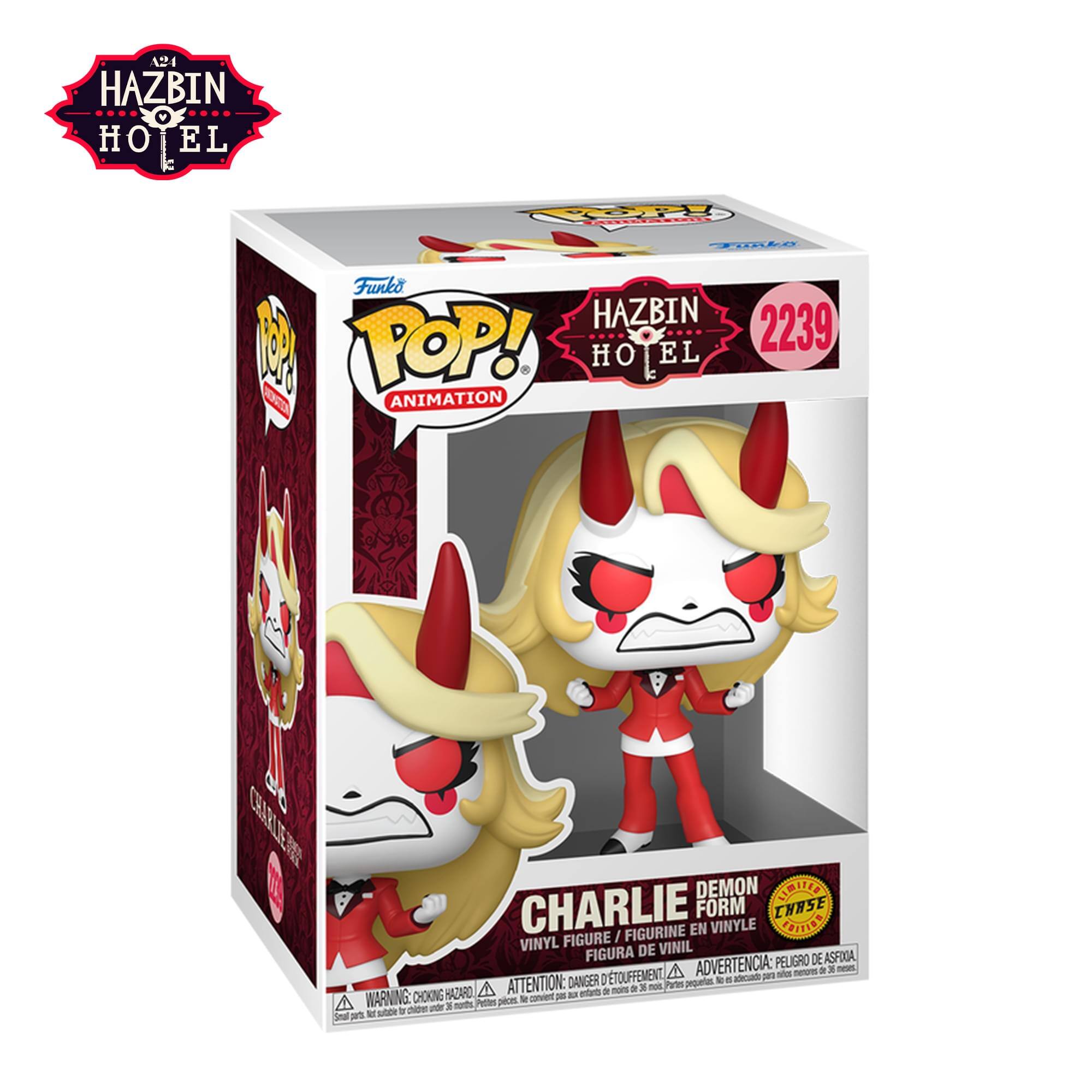 A24 HAZBIN HOTEL  
Funko POP! ANIMATION  
HAZBIN HOTEL  
2239  
CHARLIE DEMON FORM  
VINYL FIGURE / FIGURINE EN VINYLE / FIGURA DE VINIL  
WARNING: CHOKING HAZARD - SMALL PARTS NOT FOR CHILDREN UNDER 3 YEARS - ADVERTENCIA: PEQUEÑOS PIEZAS NO APTO PARA MENORES DE 3 AÑOS - ATTENTION: PELIGRE DE ASPIRATION - ADVERTENCIA: PEQUEÑOS PIEZAS NO APTO PARA MENORES DE 3 AÑOS