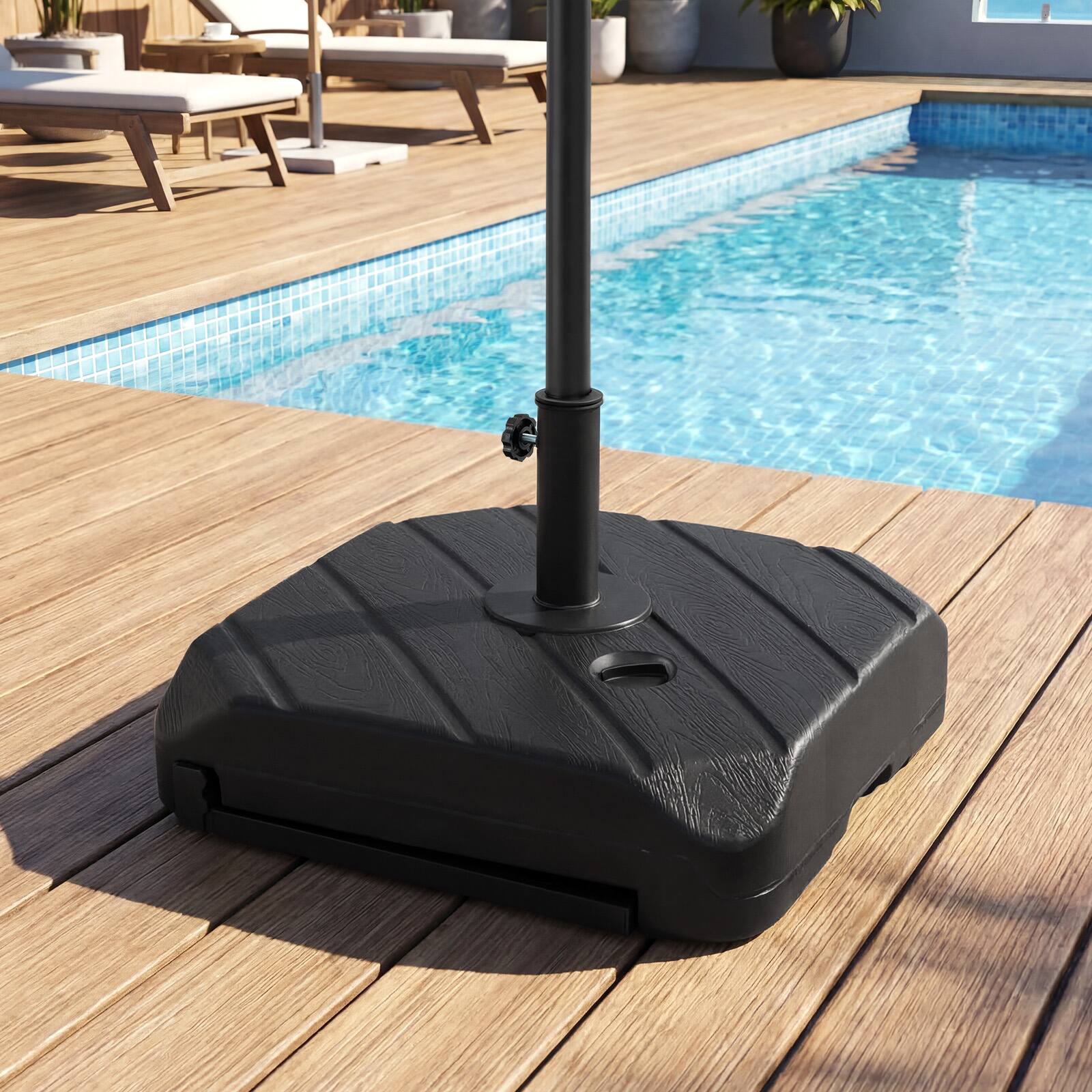 Alt View 4. Costway - Costway Fillable Patio Umbrella Base with Wheels & Telescopic Pull Rod, Umbrella Stand - Black.