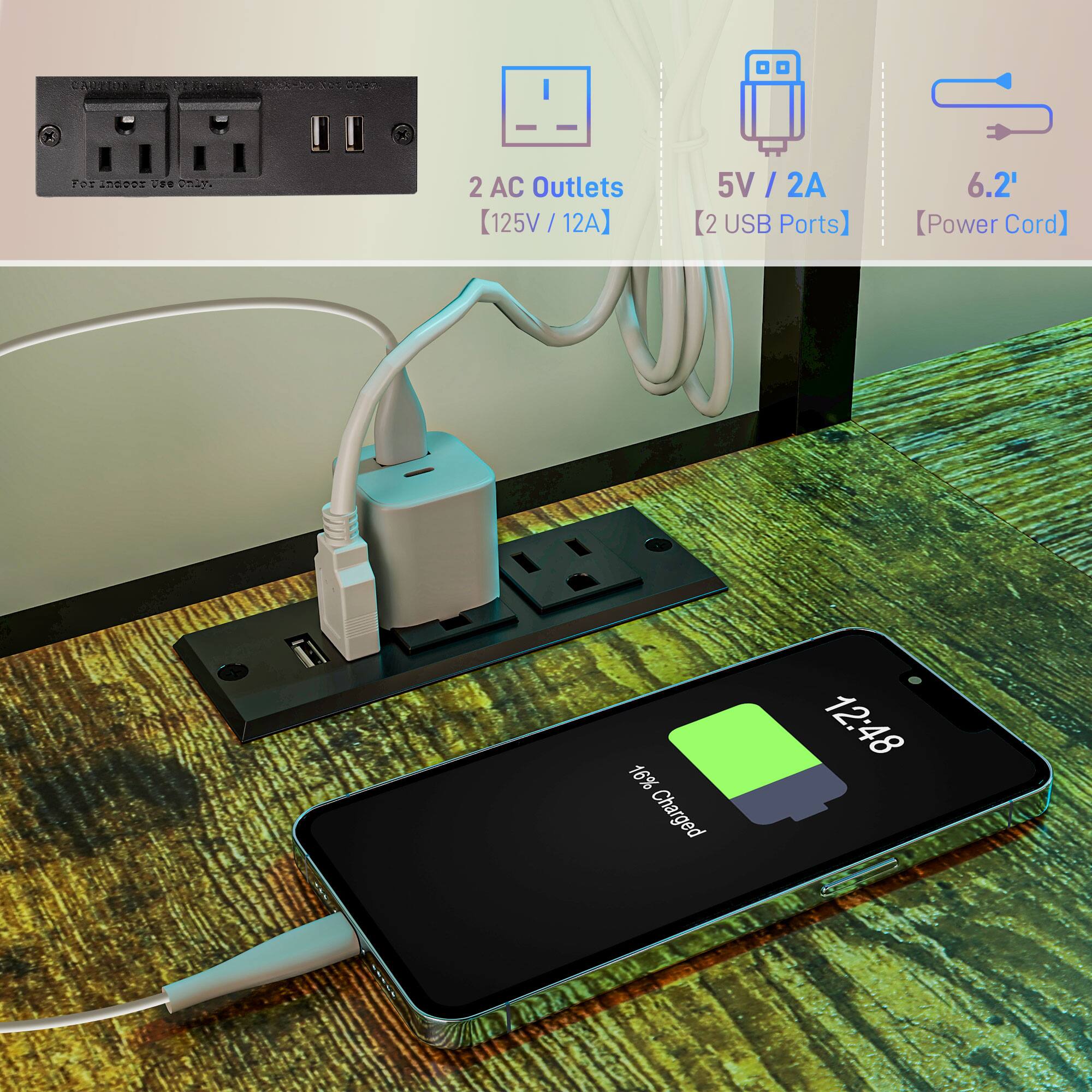 A00401 ALANE addibo 5U7 Cod X FOr ndoDE  9 2 AC Outlets 125V /12A / 5V / 2A / 2 USB Ports 6.2' Power Cord 16% Charged 12:48