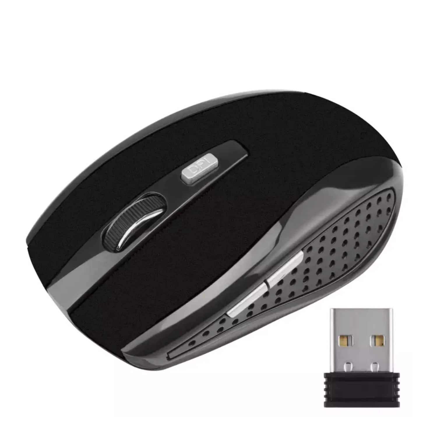 Front. Stock Preferred - 2.4GHz Wireless Optical Mouse with USB Receiver Black - Black.