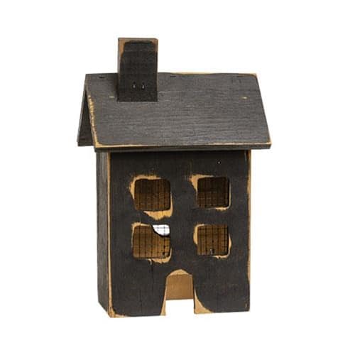 BreeBe - Distressed Wooden Small Light Up House - Black
