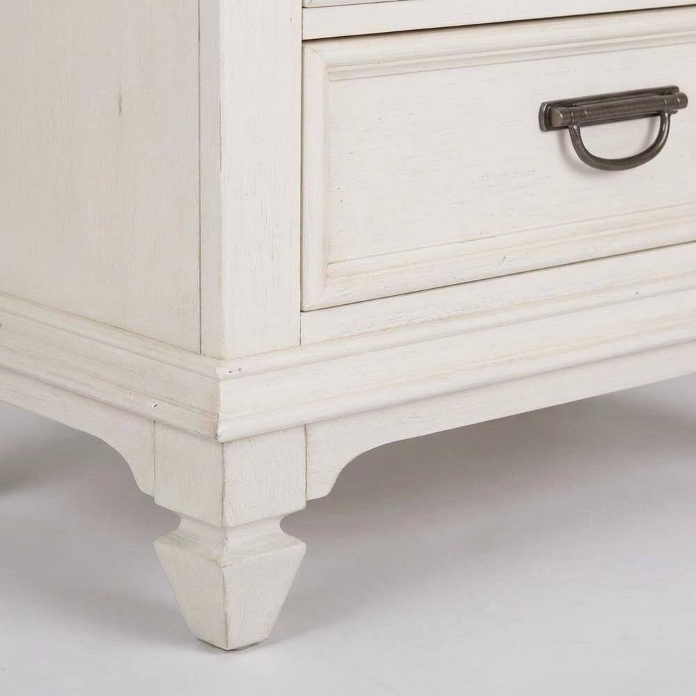 Left. Starlight Canyon Home - White Nightstand with Charging Station and Wirebrushed Finish - White.