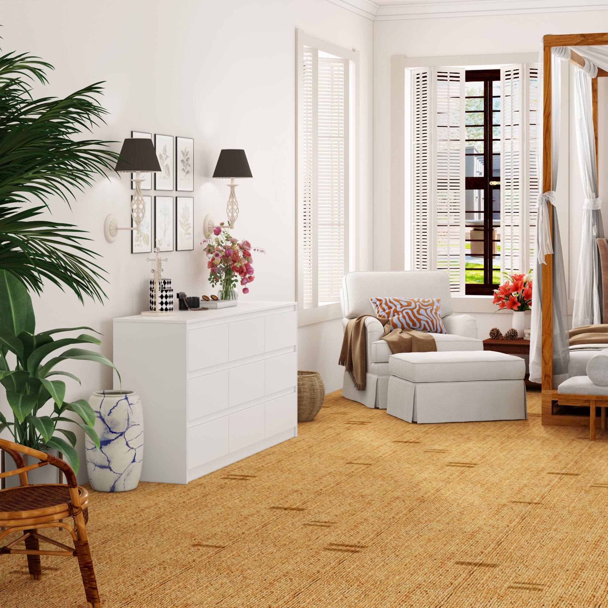 Alt View 2. FUFU & GAGA - FUFU&GAGA 9 - Drawer Horizontal Dresser  Wide Chest Artful Storage - White.