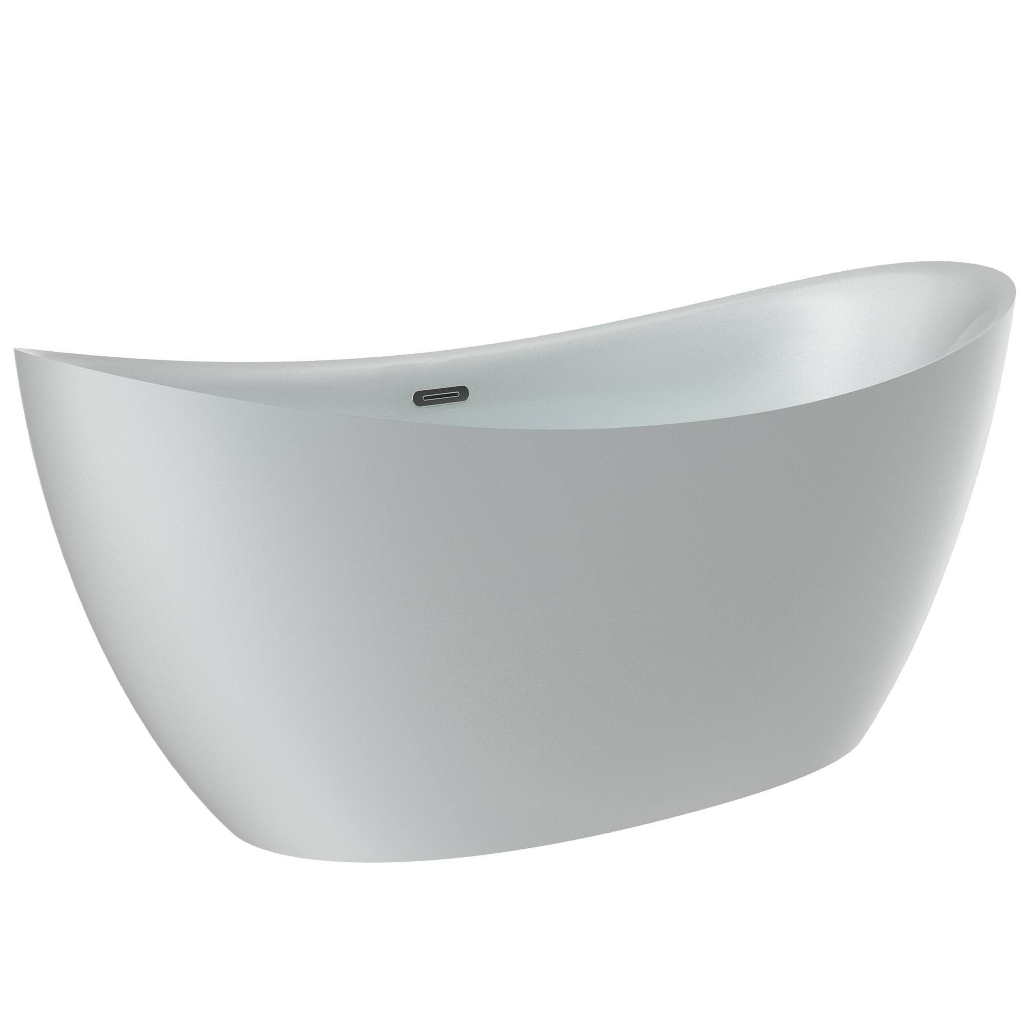 Alt View 4. Empava - Artistic Style 67 in. x 30.7 in. Acrylic Center Drain Freestanding Flat Bottom Bath Oval Soaking Bathtub in Pearl White - White.
