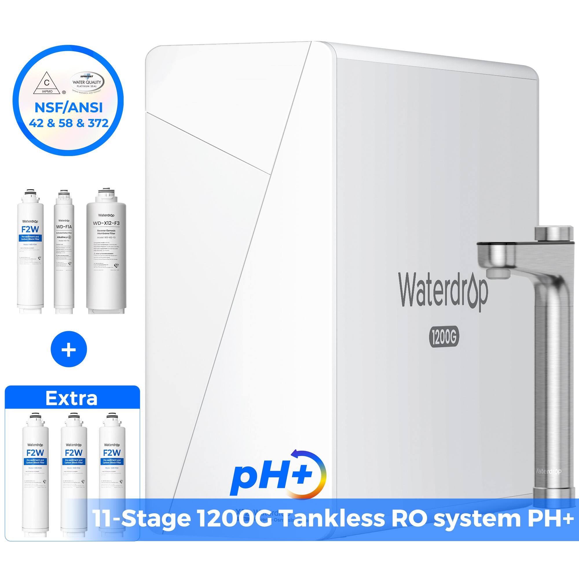 Waterdrop 11-Stage 1200G Tankless RO system PH+  
NSF/ANSI 42 & 58 & 372  
Waterdrop F2W  
Extra: Waterdrop F2W